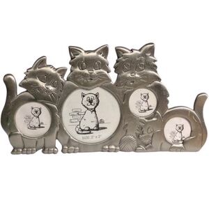 Vintage 90s / Y2K Silver Tone Multi Picture Cat Frame - kitty lovers